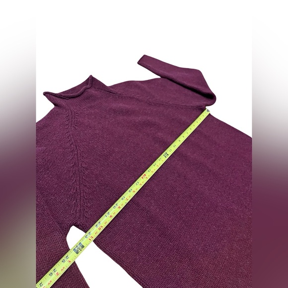 Vtg J.CREW JCrew Lambswool Roll Neck Sweater Fisherman's Preppy Sz L Burgundy - Picture 4 of 7
